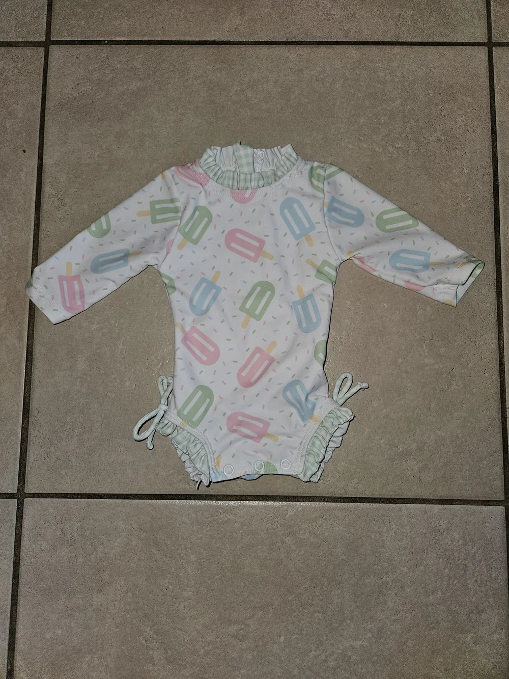 Pastel Popsicle Long-Sleeve Kids One-Piece Swimsuit